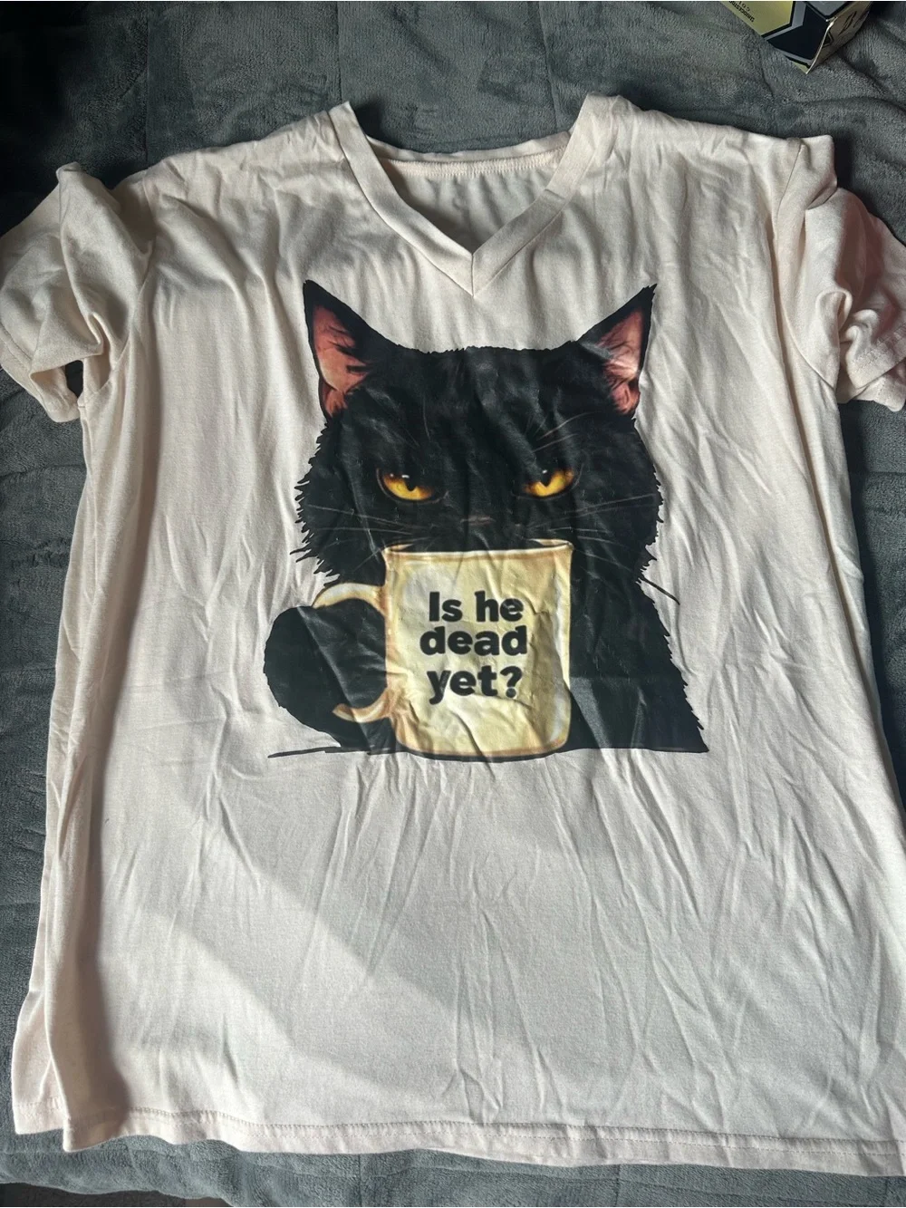 Black Cat Graphic Tee - White - Unknown Brand